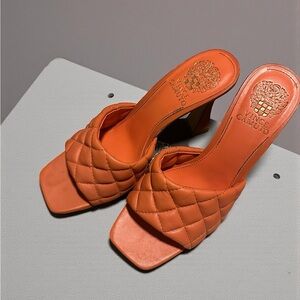 Vince Camuto Women's Quilted Orange Mules